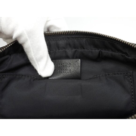 Authentic Gucci GG Supreme Monogram Waist Bag Belt Bag Pouch Mens Black Leather - Picture 8 of 10